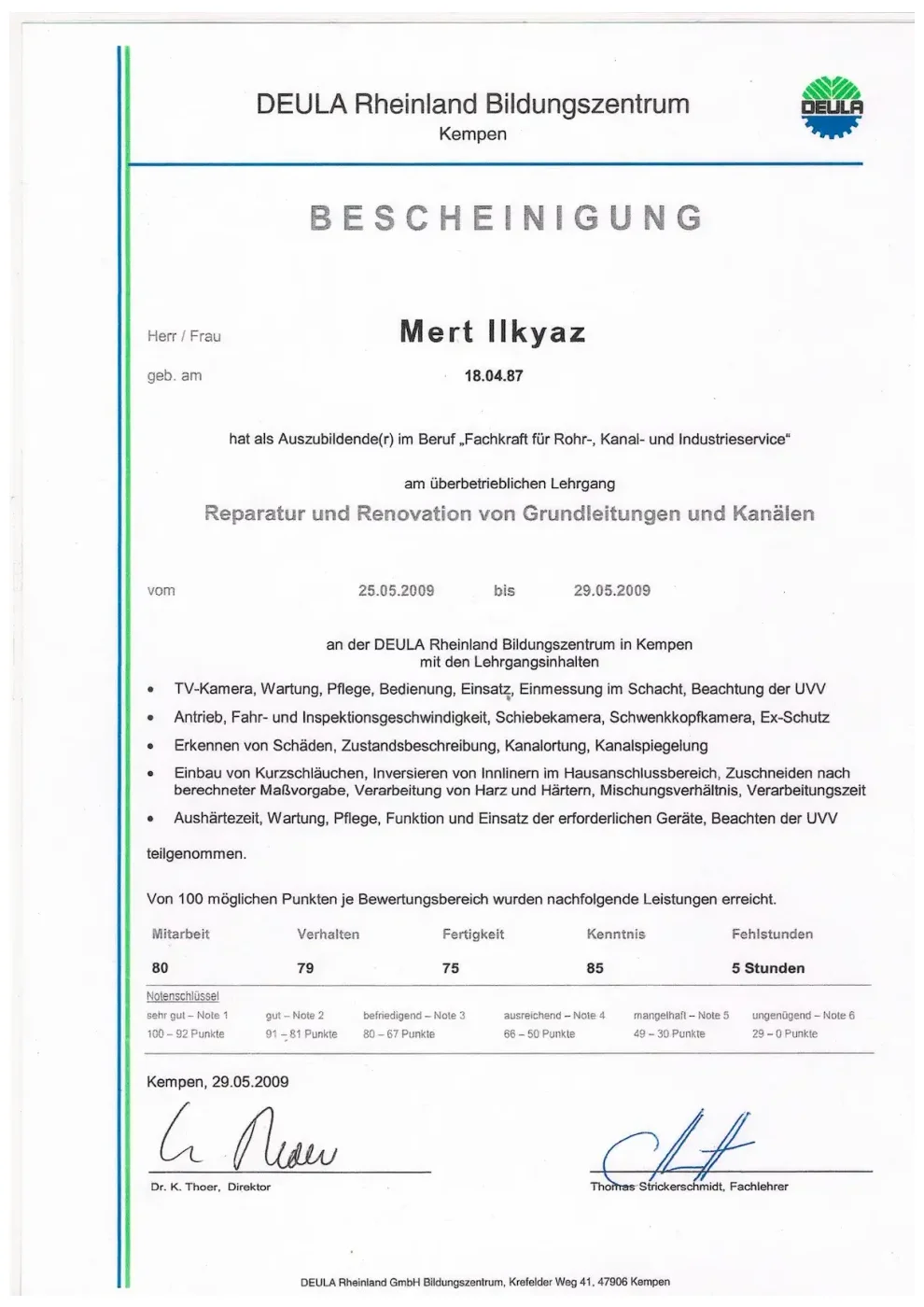 Zertifikat der RKS Rohr und Kanal Technik GmbH (05)