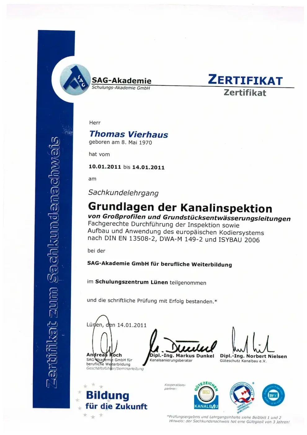 Zertifikat der RKS Rohr und Kanal Technik GmbH (18)