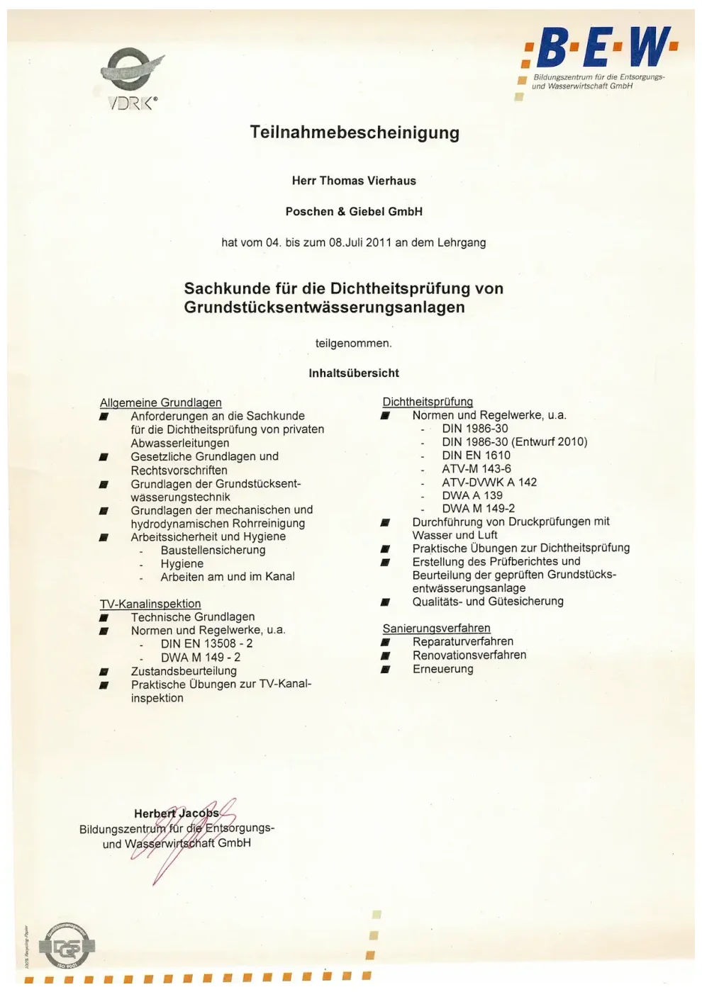 Zertifikat der RKS Rohr und Kanal Technik GmbH (22)